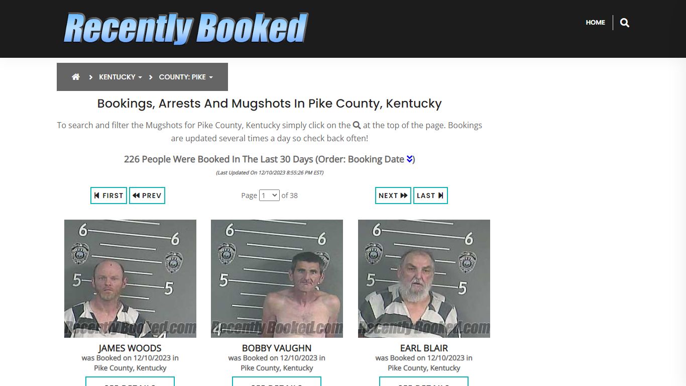Recent bookings, Arrests, Mugshots in Pike County, Kentucky